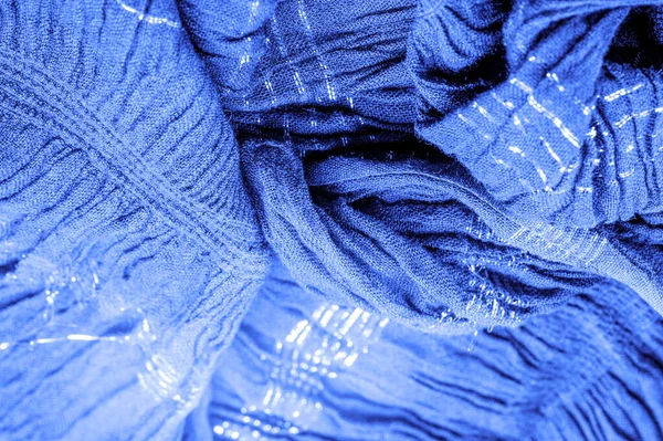 Tekstura Obrazu Tła Ozdoba Dekoracji Szafirowy Niebieski Materiał Falisty Tkanina — Zdjęcie stockowe
