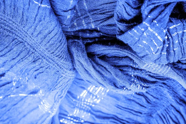 Texture Background Picture Ornament Decor Sapphire Blue Corrugated Fabric Fabric — Stock Photo, Image