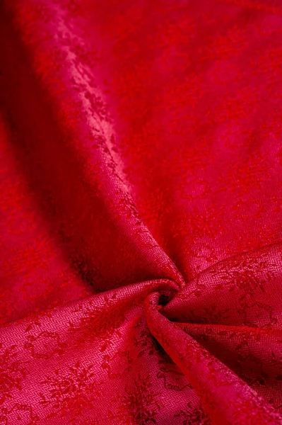 Pola Latar Belakang Tekstur Kain Merah Kain Ini Adalah Campuran — Stok Foto