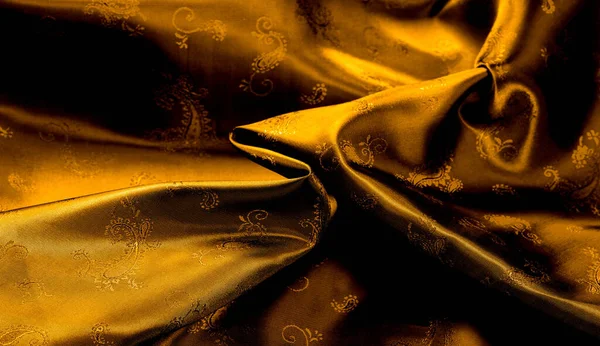 Desen Arkaplan Şablonu Sarı Hardal Kahverengi Şifon Kumaş Desenli Yüksek — Stok fotoğraf