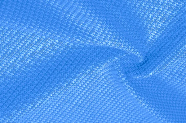 Tekstur Latar Belakang Pola Wol Hangat Kain Dengan Benang Biru — Stok Foto