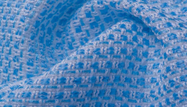 Tekstura Tkanina Wzór Duży Splot Niebiesko Białych Nici Szczelnie Tkanych — Zdjęcie stockowe