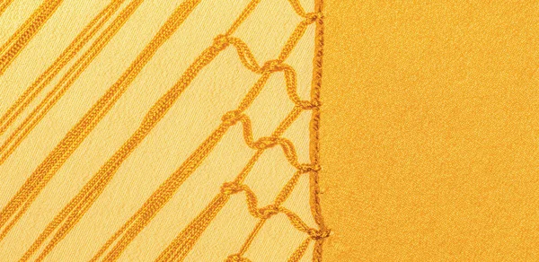 Background Texture Silk Fabric Natural Yellow Scarf Beautiful Nylon Satin — Stock Photo, Image