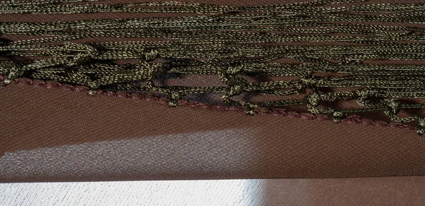Achtergrond Textuur Van Zijde Weefsel Dit Een Natuurlijke Bruine Sjaal — Stockfoto