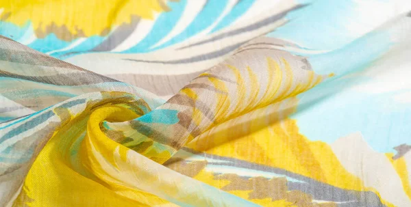 Textur Hintergrundmuster Seidenstoff Mit Farbiger Spitze Gelb Und Graublautöne Ist — Stockfoto