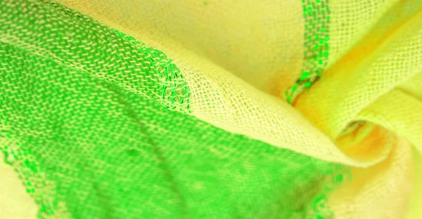 Hintergrund Textur Muster Ornament Hintergrund Seidenstoff Große Streifen Von Gelbgrün — Stockfoto