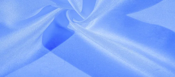 Textura Fondo Patrón Tela Azul Seda Crepé Satinado Parte Posterior — Foto de Stock