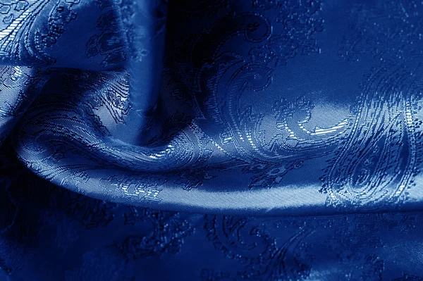 Desen Arkaplan Koyu Mavi Lacivert Safirin Desenli Allık Kumaş Geleneksel — Stok fotoğraf
