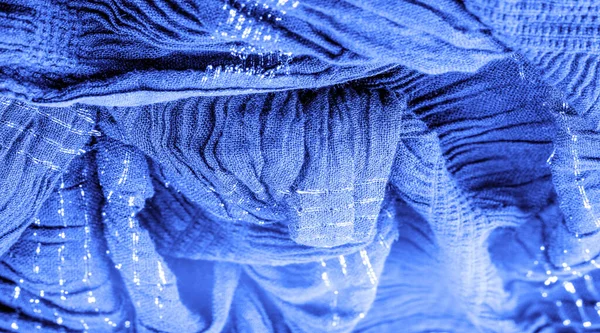 Textura Imagem Fundo Ornamento Decoração Safira Tecido Ondulado Azul Tecido Imagem De Stock