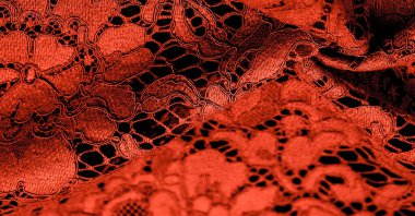 Doku, arkaplan, desen, kırmızı dantel kumaş, kabartmalı dantel kumaş, her iki kenarda da istiridye. Projeleriniz için uygun, tasarım, vs..