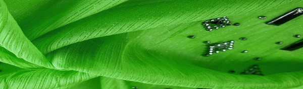 Arkaplan Tasarımı Dokusu Ipek Desen Yeşil Kumaş Dekoratif Işlemeli Taşlar — Stok fotoğraf