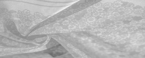 Vzorek Textury Černá Šedá Hedvábná Látka Bílém Pozadí Květiny Silueta — Stock fotografie