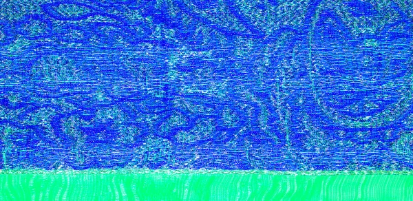 テクスチャの背景 パターン 青い錦の布 オーガンザブロケード生地 羊飼い カリッとしたヤシの木 全体に大きな糸染めの花模様が刺繍されています — ストック写真