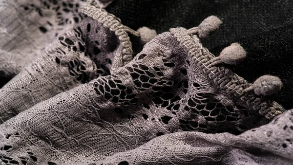 Texture Background Female Lace Scarf Arrived Quickly Beautifully Silver Color — Stock Photo, Image