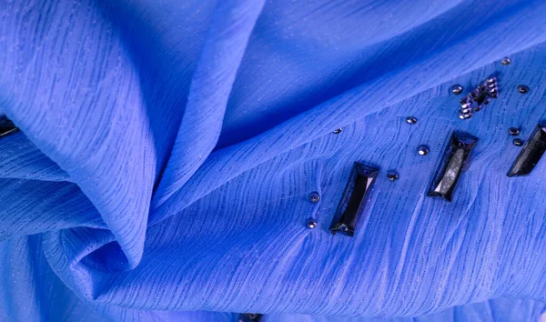 Háttér Design Textúra Selyem Minta Kék Szövet Ragasztott Dekoratív Homlokzatú — Stock Fotó