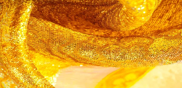 Texture Background Pattern Fabric Yellow Gold Brocade Organza Brocade Fabric — Stock Photo, Image