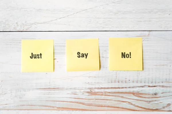 Three Yellow Post It notes with Message Just Say No!