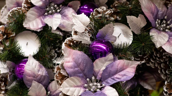 Weihnachts Oder Neujahrskomposition Weihnachtsdekoration Auf Abstraktem Hintergrund — Stockfoto