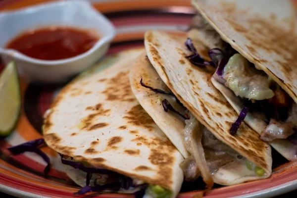 Comida Mexicana Deliciosos Tacos Com Carne Moída — Fotografia de Stock