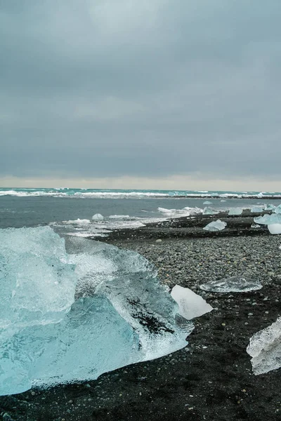 Diamond Παραλία Στην Ισλανδία Jokulsarlon Iceberg Παραλία Κρυστάλλινος Πάγος Λιώνει — Φωτογραφία Αρχείου