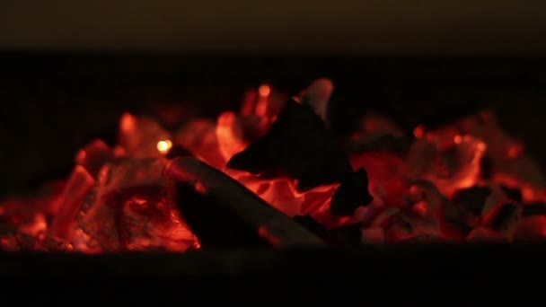 Fuoco Nel Camino Fuoco Rosso — Video Stock