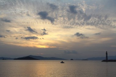 Deniz kenti Bodrum ve muhteşem gün batımları. Mugla, Türkiye