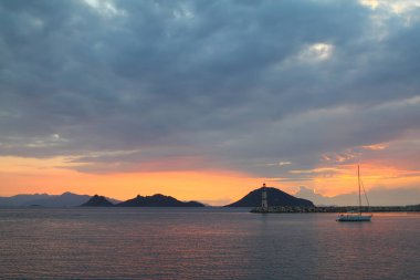 Deniz kenti Bodrum ve muhteşem gün batımları. Mugla, Türkiye