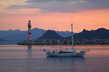 Deniz kenti Bodrum ve muhteşem gün batımları. Mugla, Türkiye