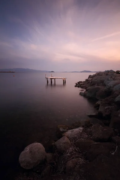 ボドルムの海辺の町と壮大な夕日 トルコのムグラ — ストック写真