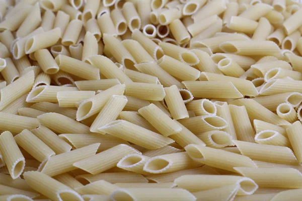 Deliciosa Pasta Fondo Fideos Penne Escena Vista Superior Alimentación Saludable — Foto de Stock