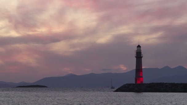 Cidade Costeira Turgutreis Pôr Sol Espetacular — Vídeo de Stock