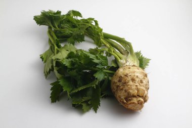 Beyaz arka plan üzerinde izole taze organik kereviz.