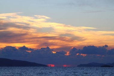 Deniz kenti Bodrum ve muhteşem gün batımları. Mugla, Türkiye