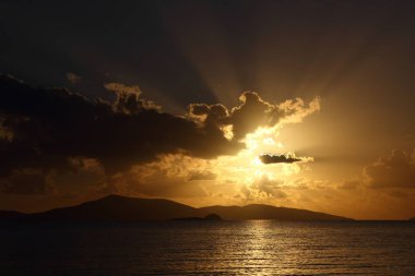 Deniz kenti Bodrum ve muhteşem gün batımları. Mugla, Türkiye