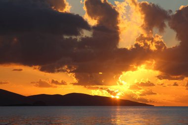 Deniz kenti Bodrum ve muhteşem gün batımları. Mugla, Türkiye