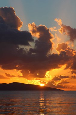 Deniz kenti Bodrum ve muhteşem gün batımları. Mugla, Türkiye