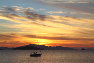Deniz kenti Bodrum ve muhteşem gün batımları. Mugla, Türkiye