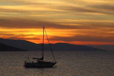 Deniz kenti Bodrum ve muhteşem gün batımları. Mugla, Türkiye