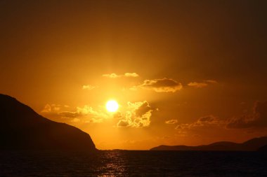 Deniz kenti Bodrum ve muhteşem gün batımları. Mugla, Türkiye