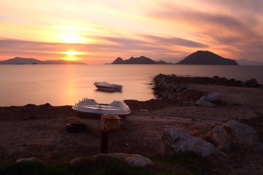 Deniz kenti Bodrum ve muhteşem gün batımları. Mugla, Türkiye