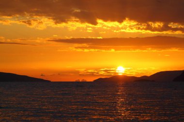 Deniz kenti Bodrum ve muhteşem gün batımları. Mugla, Türkiye
