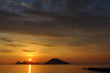 Deniz kenti Bodrum ve muhteşem gün batımları. Mugla, Türkiye