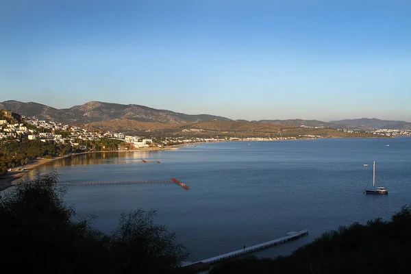 Ville Balnéaire Bodrum Couchers Soleil Spectaculaires Mugla Turquie — Photo