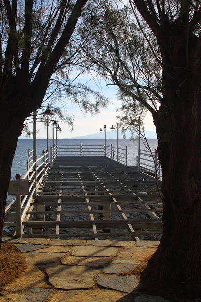 Velho Cais Pesca Madeira Abandonado Rio Campo — Fotografia de Stock