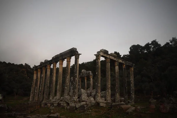 Columnas Del Antiguo Templo Zeus Euromos Eran Una Ciudad Antigua — Foto de Stock