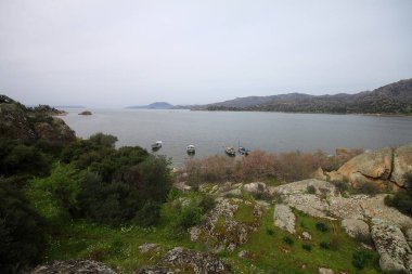 Tuz Bafa Gölü manzarası, doğası gereği Mugla-Türkiye. Latmos.