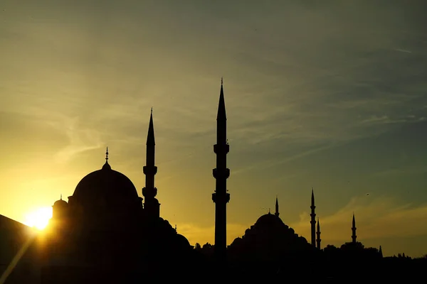 Ramadan Temps Avec Ville Musulmane Istanbul Silhouette — Photo