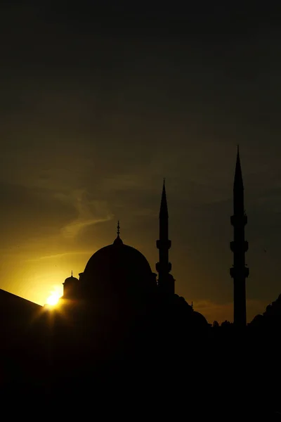 Ramadan Temps Avec Ville Musulmane Istanbul Silhouette — Photo