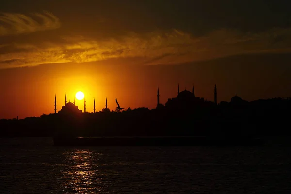 Ramadan Temps Avec Ville Musulmane Istanbul Silhouette — Photo