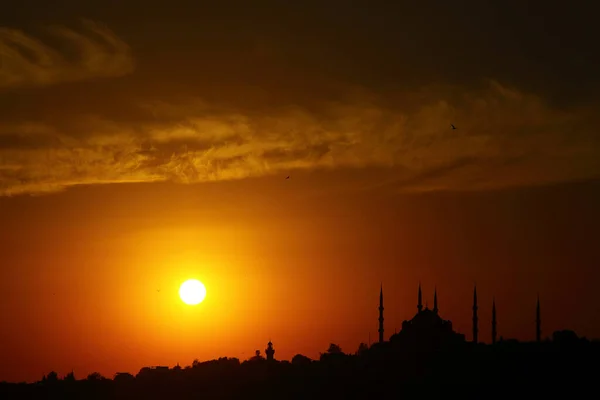 Ramadan Temps Avec Ville Musulmane Istanbul Silhouette — Photo